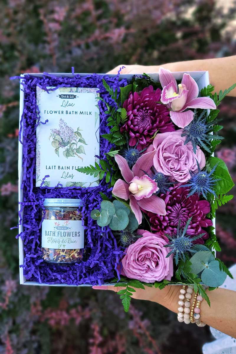 boite fleurs lait et fleurs de bain dot & lil