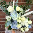bouquet fleurs blanc bleu
