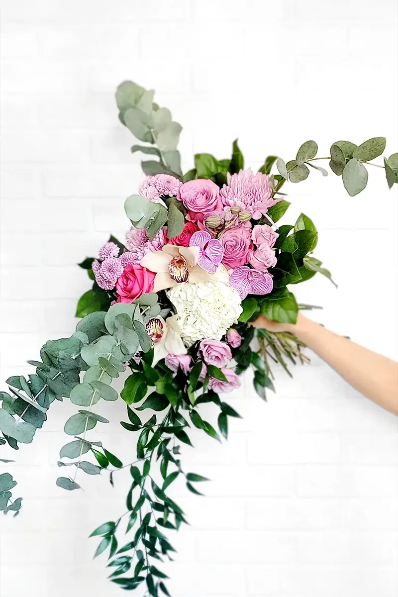 bouquet fleurs lilas rose