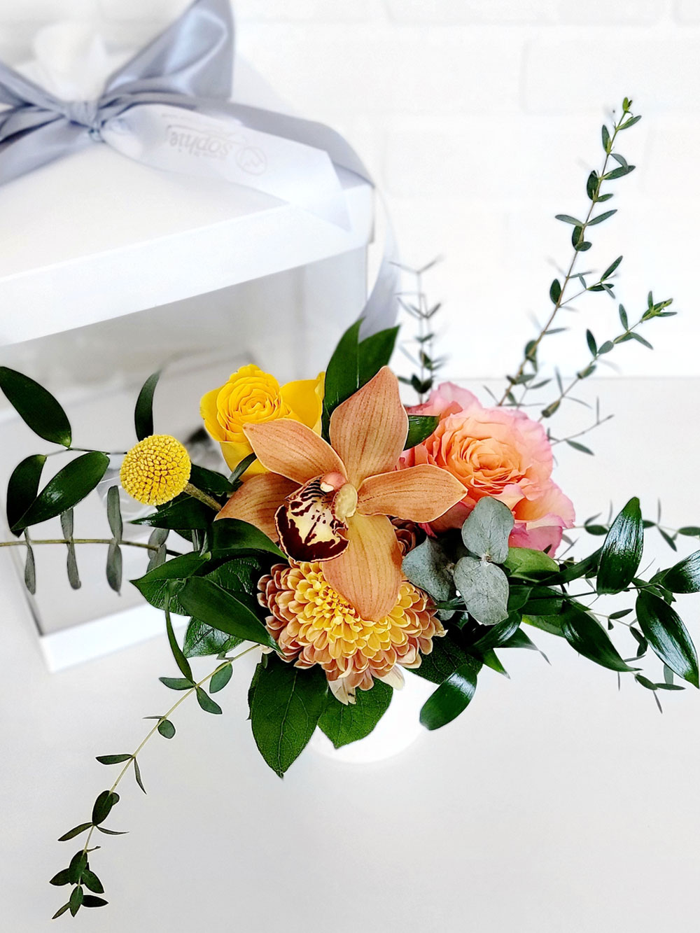 ambree sophistiquee boite fleurs