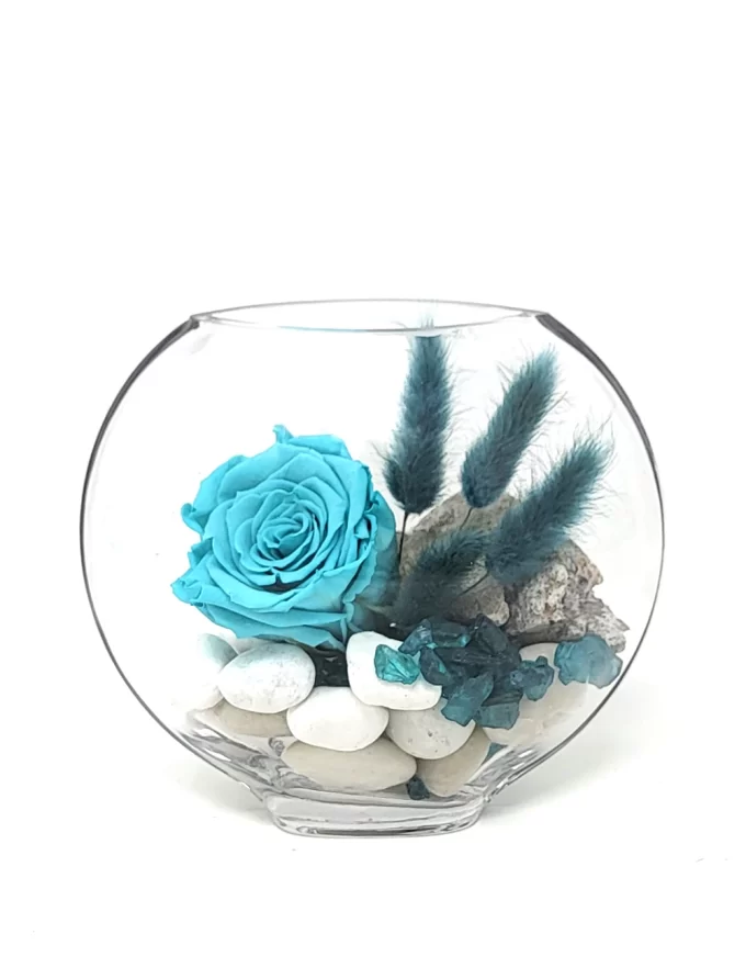 arrangement rose eternelle bleue