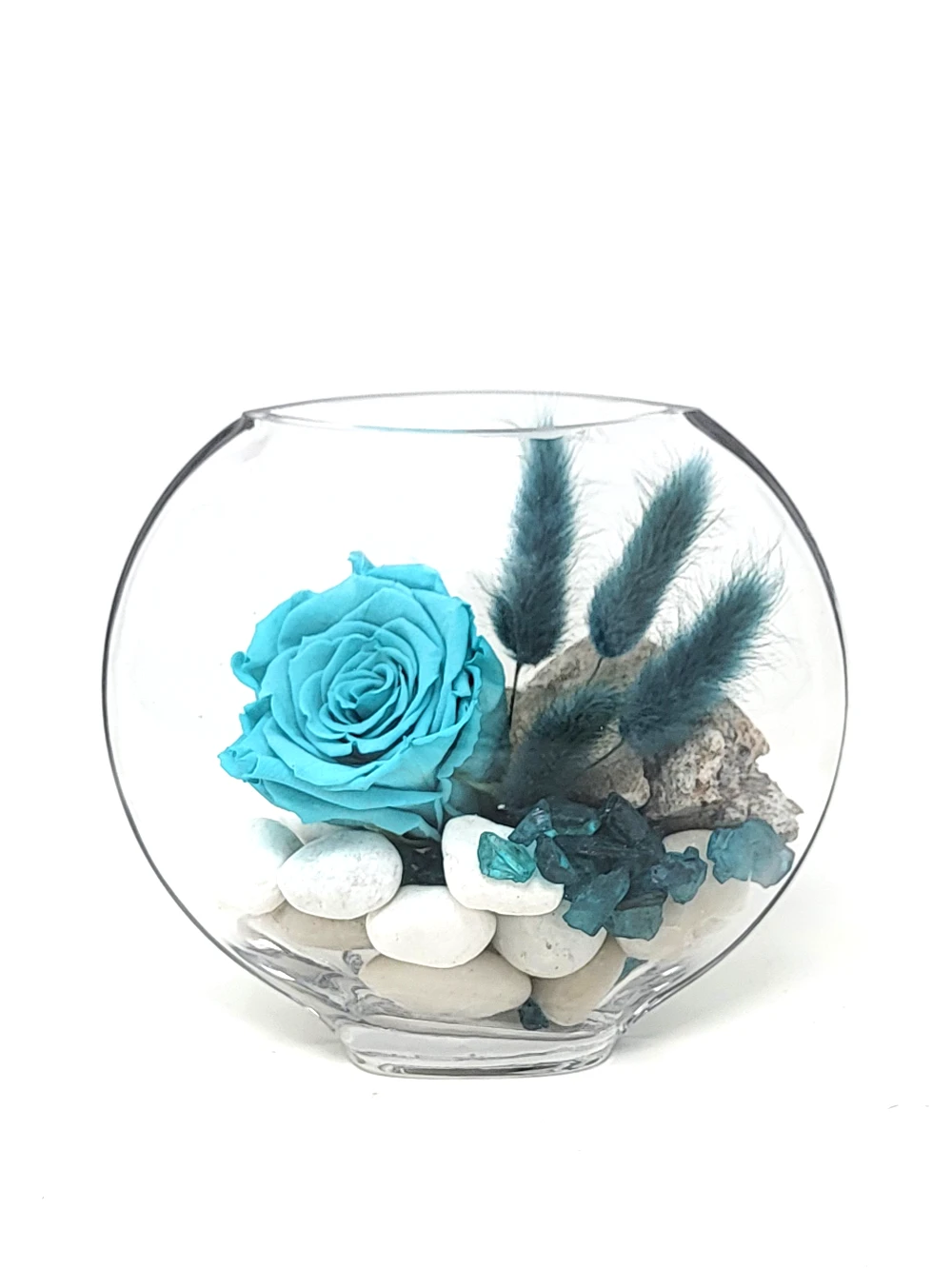 arrangement rose eternelle bleue