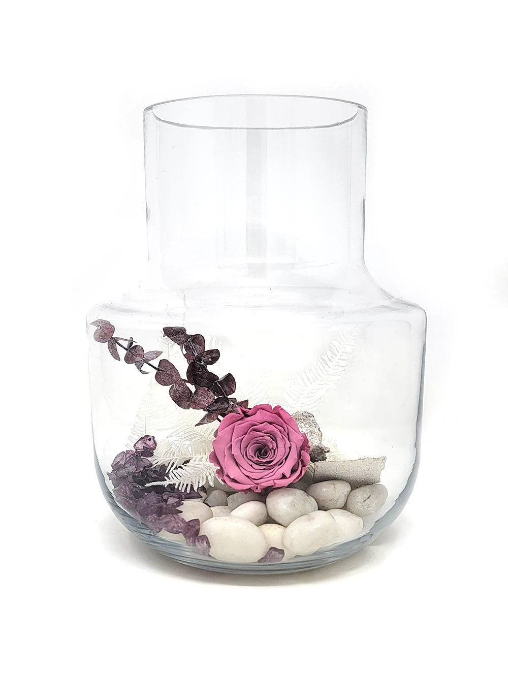 arrangement rose eternelle rose mauve