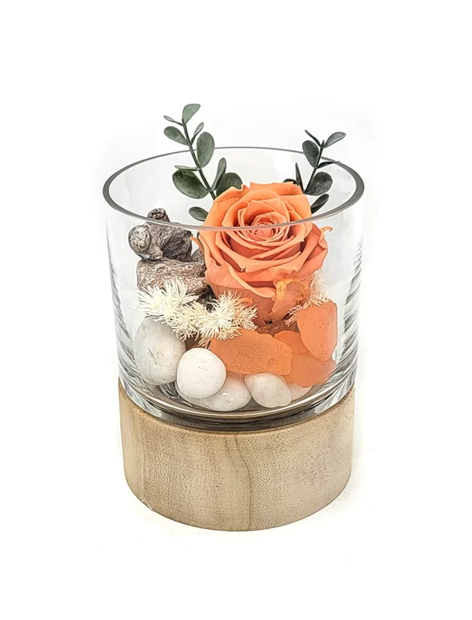 arrangement rose eternelle saumon
