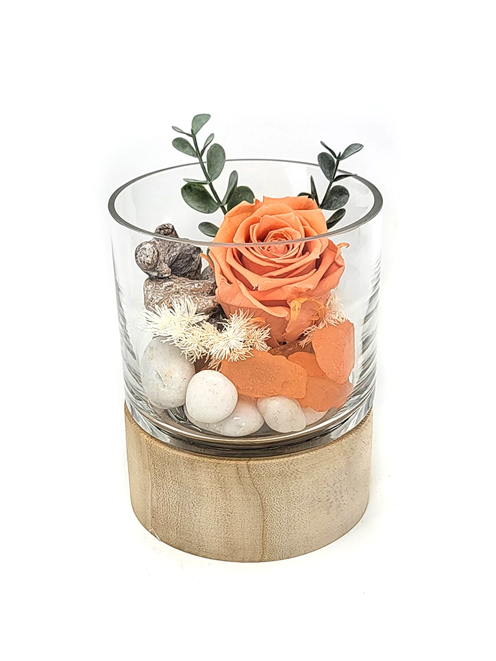 arrangement rose eternelle saumon