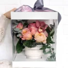 Boîte à fleurs - Boîte cadeau - La Flamboyante sophistiquée - Fleuriste Au Coin de Sophie