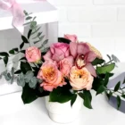 Boîte à fleurs - Boîte cadeau - La Flamboyante sophistiquée - Fleuriste Au Coin de Sophie