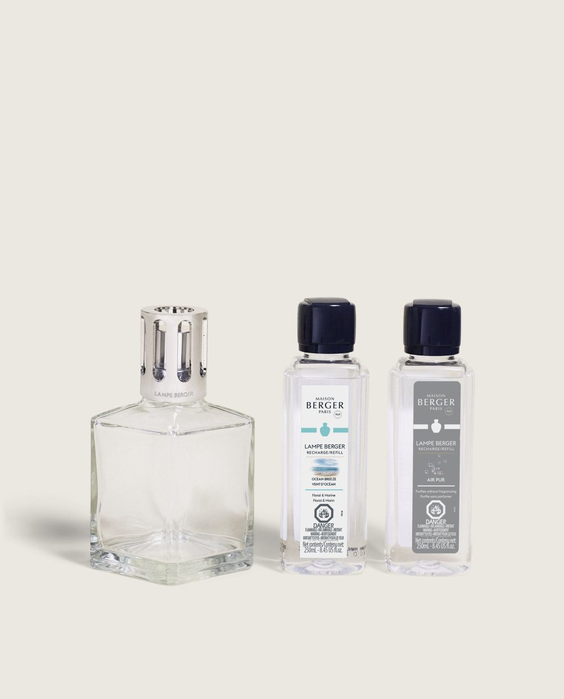 ensemble lampe berger verre transparent · maison berger