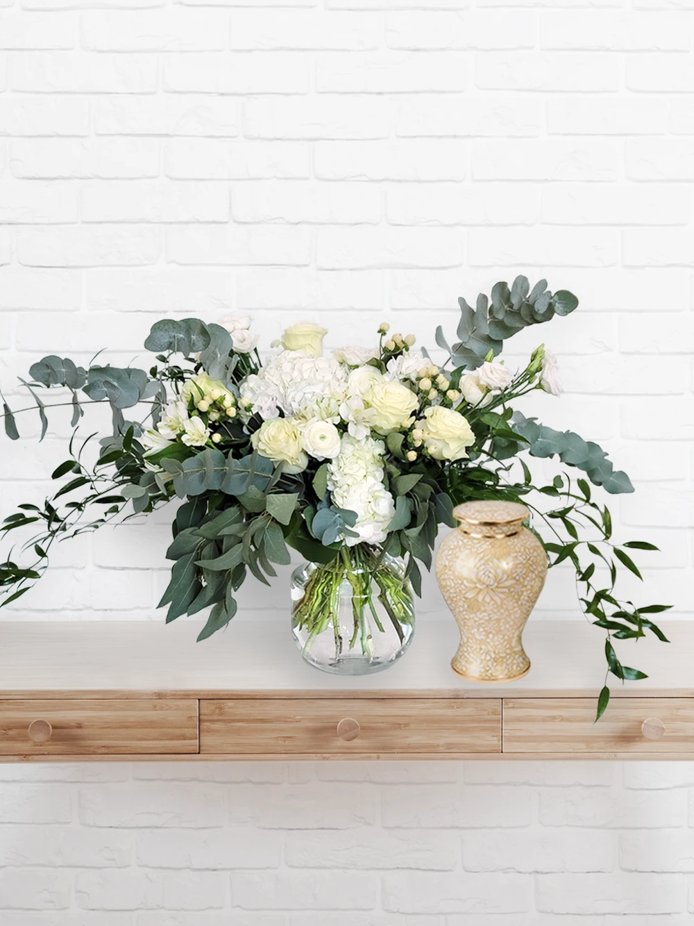 Bouquet pour urne funéraire - Le Halo - Fleuriste Au Coin de Sophie Boisbriand & St-Eustache